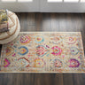 Kashan VKA04 Distressed Ivory Multi Polypropylene Persian Traditional Vintage Rug - Small 61x115 cm (2'x4')