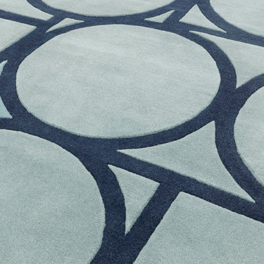 Asiatic London Metro Retro Tufted Blue Wool Geometric Modern Rug