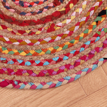 Hand Woven Jute Braided 4201 Multi Natural Oval and Circle Rug