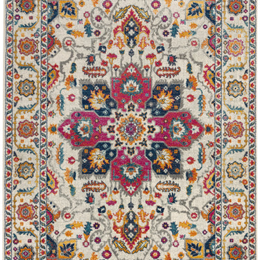 Nova Persian Traditional Bordered Medallion Rug in Blue and White Multi