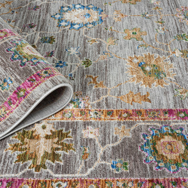 Soujorn Holt Modern Traditional Bordered Floral Rug, Hall Runner in Multi Coloured