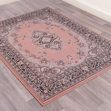 Lancashire Traditional Oriental Classic Rug, Hallway, Circle Carpet in Blush Pink