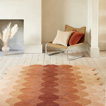 Hive Rug Modern Soft 100% Wool Hand Tufted Elegant Geometric Gradient Effect Rug in Rust