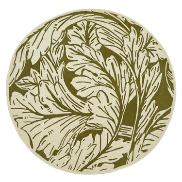 Origins Heritage Pure Damask Tufted Green Wool Cotton Traditional Floral Round Rug