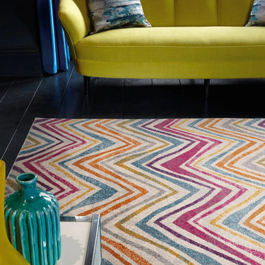 Nova NV21 Rhythm Zig- Zag Modern Stripes Chevron Multi Rug