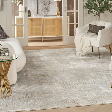 Glitz GLZ09 Classic Patchwork Silky Shimmer Silver Abstract Geometric Textured Hallway Runner Rug