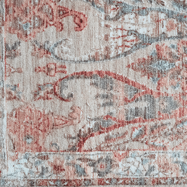 Alia 697GC Short Pile Silky Beige Rose Polypropylene Traditional Floral Bordered Rug