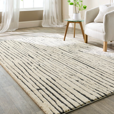 Woodweave Ivory/Charcoal Modern Woodgrain-Inspired Pattern Rug - Small 80x150 cm (2'6"x5')