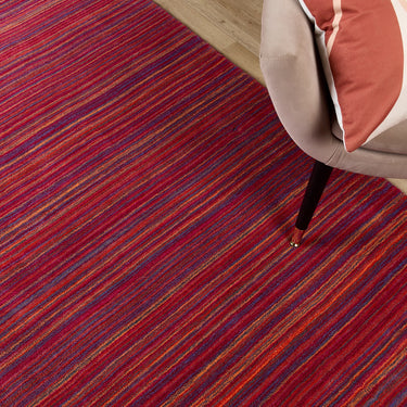 Origins Fine Stripes Hand Loom Woven Wool Rug Halway in Purple / Pink