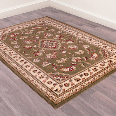 Traditional Sherborne Classic Bordered Rug Hallway Runner in Green