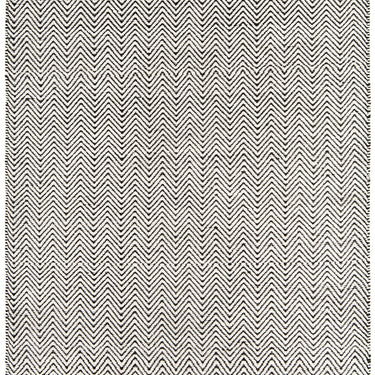 Ives Hand Woven Chenille Flatweave Natural Waves Heringbone Rug in Black White
