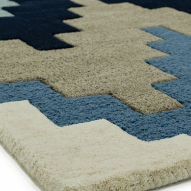 Asiatic London Matrix Cuzzo Tufted Blue Wool Geometric Textured Rug
