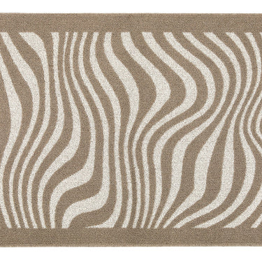 My Sculptured Patterened Waves Ivory Mink Washable Non-Slip Polypropylene Rug
