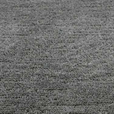 My Mat Soft Washable Bathroom Non Slip Oval, Scallop and Curve Shaped Soft Shag Rug in Ghost Grey