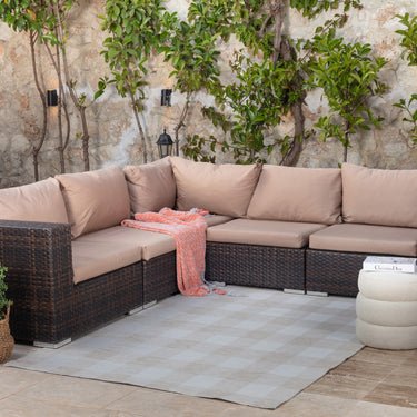 Barbados BBD2310 Modern Indoor / Outdoor Beige Checkered Area Rug in 160 x 213 cm