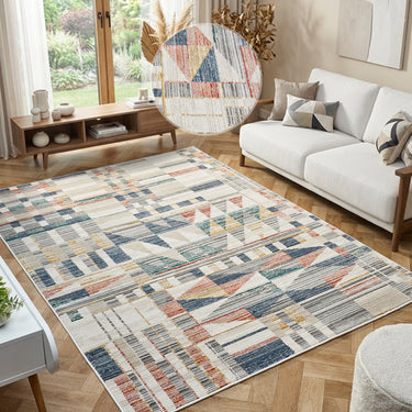 Delta Tau Multi Coloured Geometric Modern Soft Rug