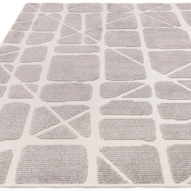 Asiatic London Freja Method Short Pile Grey Washable Cotton Polypropylene Abstract Rug