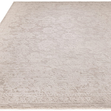 Asiatic London Laurent LA04 Damask Fringed Beige Natural Cotton Traditional Abstract Floral Rug