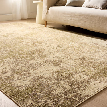 Oren Moss and Cream Soft Silky Modern Abstract Rug