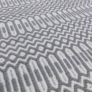 Halsey Indoor Outdoor Rug Hand Woven Geometric Flatweave Reversible Grey Rug, Runner or Cushion