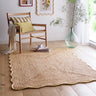 Origins Jute Natural Hand Made Stitched Scalloped Edge Yellow Rug or Hallway Runner - Medium 120x170 cm (4'x5'6")