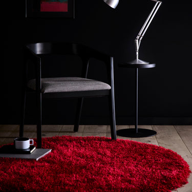 Chicago Shaggy Modern Plain Rug Hallway Runner Circle in Red