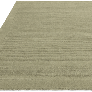 York Wool Rug Hand Made Modern Plain Bordered Rug in Sage Green