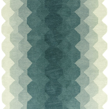 Hive Rug Modern Soft 100% Wool Hand Tufted Elegant Geometric  Gradient Effect Rug in Teal Blue