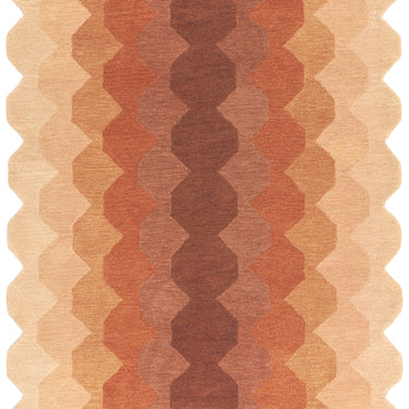 Hive Rug Modern Soft 100% Wool Hand Tufted Elegant Geometric Gradient Effect Rug in Rust