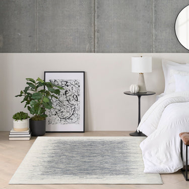 Grand Street GRN04 Silky Ivory Blue By Abstract Modern Soft Rug