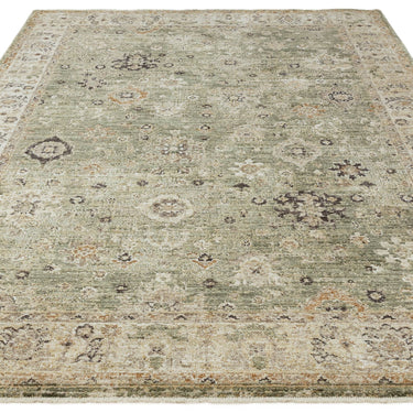 Asiatic London Heriz HE04 Ornate Green Traditional Vintage Textured Bordered Hallway Runner Rug