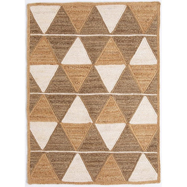 Natural Jute Hand Braided Geometric Rug for Indoor Sheltered Outdoor Reversible Rug in Medium Size 120x170 (4'x5'6")