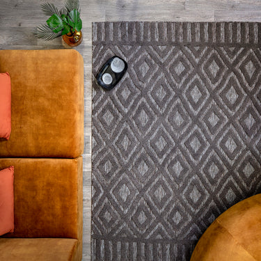 Salta Diamond SA02 Geometric Indoor Outdoor Rug in Charcoal Grey