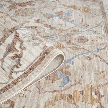 Alia Keyon Beige Cream Traditional Floral Bordered Rug