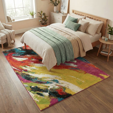 Consept Looms Art102 Multi Pictorial Pop Multicoloured Polypropylene Abstract Floral Rug