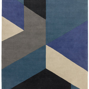 Reef Big Geo RF13 Geometric Pattern Hand Tufted Rug in Blue Multi