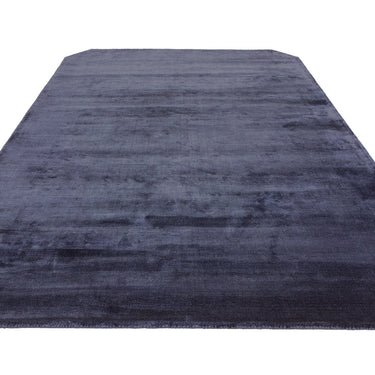 Gleam Luxury Contemporary Modern Shiny Plain Hand Woven Viscose Navy Blue Rug