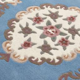 Aubusson Origins Shensi Traditional Wool Round, Hallway, Halfmoon Rug in Blue