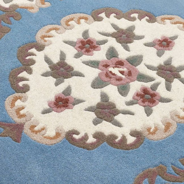 Aubusson Origins Shensi Traditional Wool Round, Hallway, Halfmoon Rug in Blue