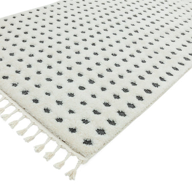 Asiatic London Ariana AR05 Dotty Boho Fringed Soft Design Cream Grey Polypropylene Shaggy Moroccan Textured Rug