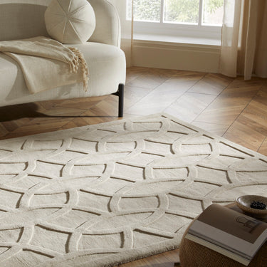 Priory PRI101 Geometric 100% Pure New Zealand Wool Hand Made Taupe Rug by Sarah Gare