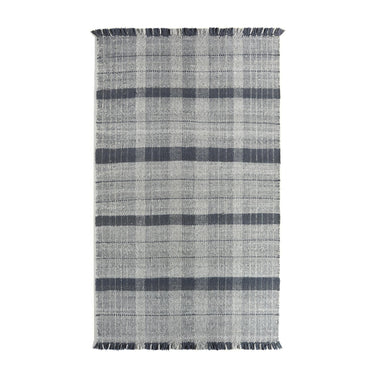 Handmade Origins Highland Check Geometric Rug Hallway in Navy Blue