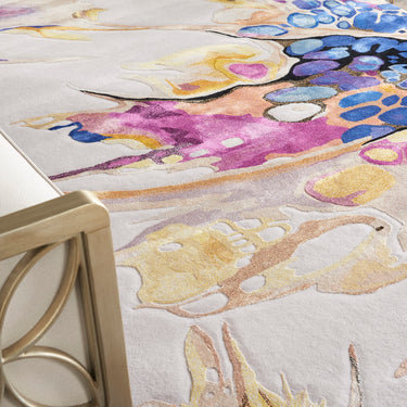 Prismatic PRS20 Hand-Tufted New Zealand Wool and Silk Floral Motifs Grey Lilac Multicolour Rug