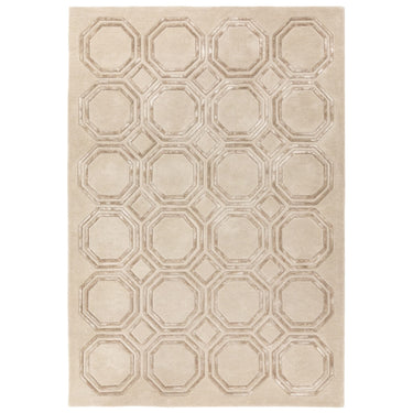 Asiatic London Nexus Octagon Beige Hand-Carved Wool Viscose Geometric Rug 120x170 cm