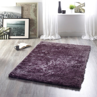 Glamour Shimmer Mauve Soft Silky Handmade Shaggy Textured Rug - Small 80x150 cm (2'6"x5')