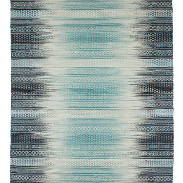 Fusion Knotted Fringed Blue Emerald Wool Traditional Geometric Textured Rug 200x290 cm