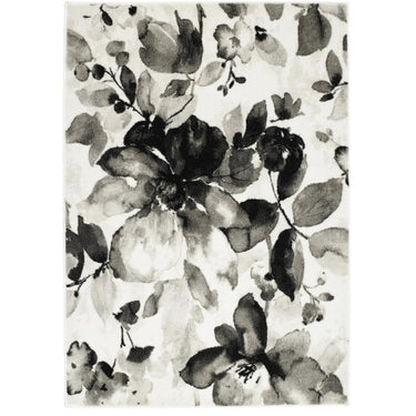 Origins Watercolour Floral Modern Abstract Rugs in Red Grey