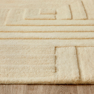 Origin Maze Rug Soft Wool High Quality Modern Linear Geometric Rug in Pristine Cream in 200x290 cm
