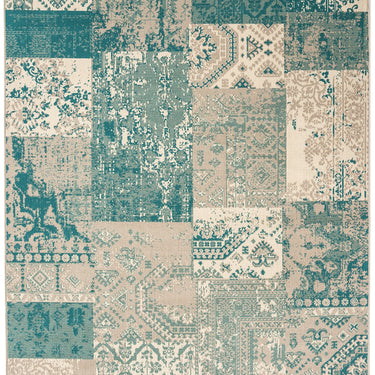 Revive Traditional Patchwork Rug in Ochre Yellow and Blue