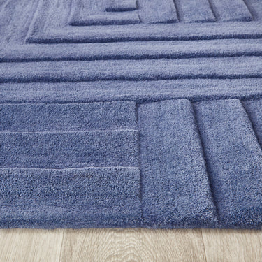 Origin Maze Rug Soft Wool High Quality Modern Linear Geometric Rug in Blue